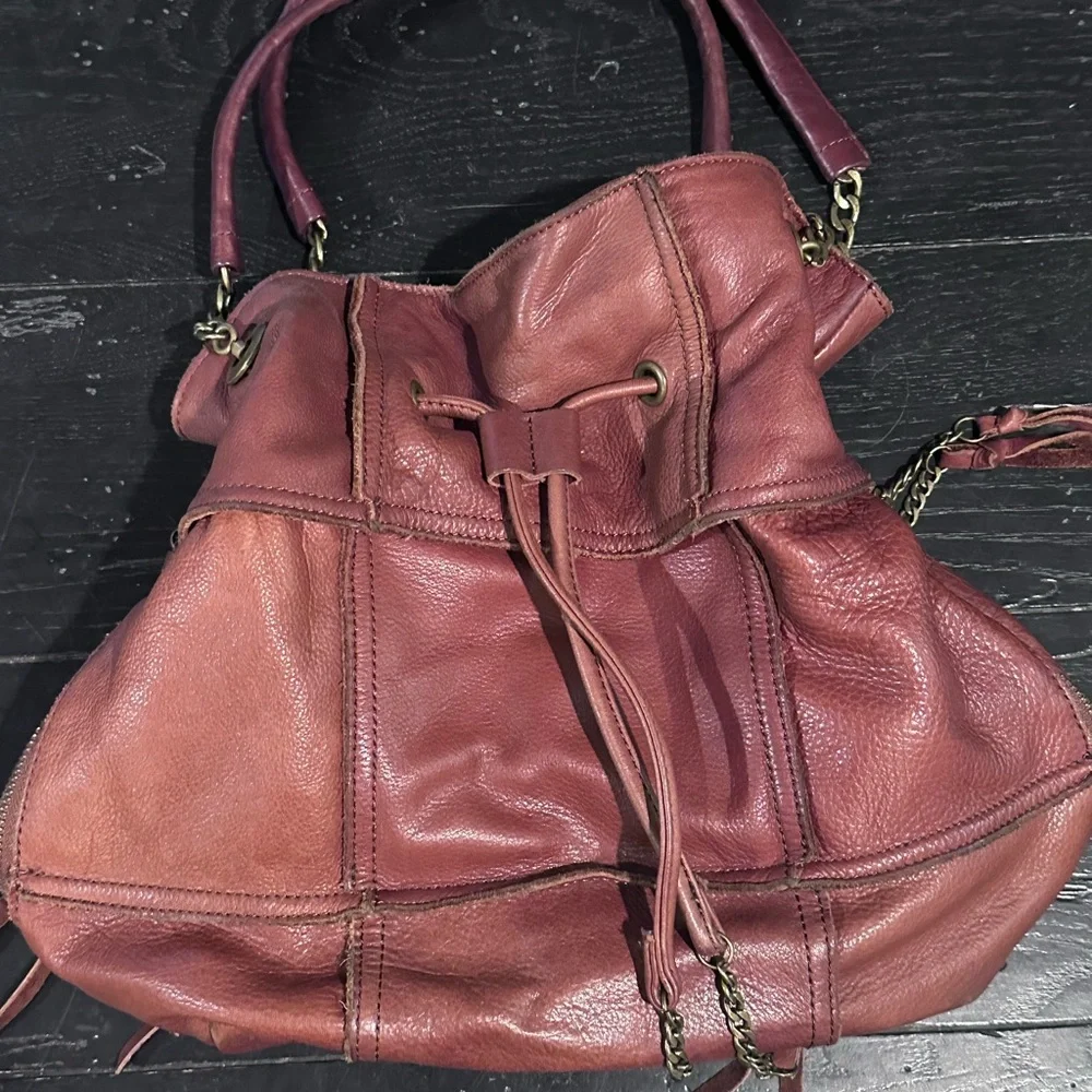 Women's Lucky Brand Leather Drawstring Bucket Bag